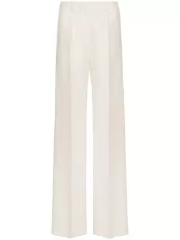 Valentino Garavani жаккардовые брюки Crepe Couture с узором Toile Iconograph, белый