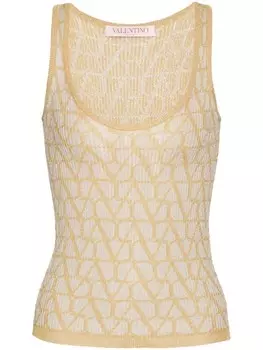 Valentino Garavani жаккардовый топ с узором Toile Iconographe, нейтральный цвет