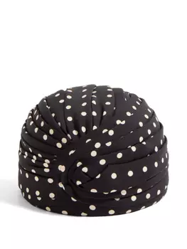 Valentino Garavani ЖЕСТКИЙ ШЕЛКОВЫЙ ТЮРБАН С ПРИНТОМ В ГОРОШЕК, черный