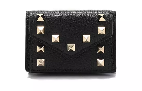 Valentino Кожаный женский кошелек черного цвета