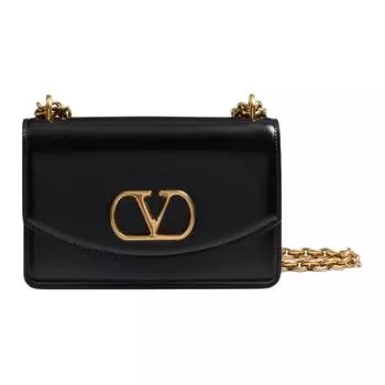 Valentino Сумка через плечо GARAVANI из блестящей телячьей кожи, маленькая, женская, черного цвета