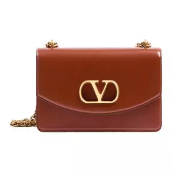 Valentino Сумка через плечо из телячьей кожи, женская, коричневого цвета