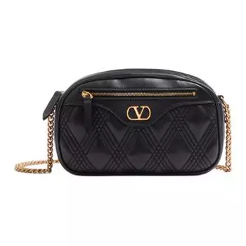Valentino Сумка через плечо из тисненой козьей кожи, женская, черная