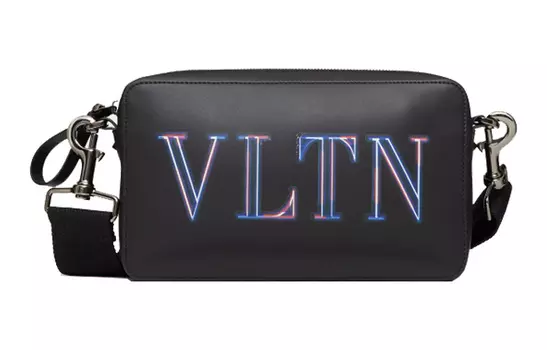 Valentino Сумка через плечо VLTN, кожаная, мужская, черная
