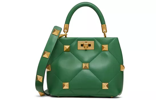 Valentino Сумка из овчины с римскими заклепками, через плечо, маленькая женская зеленая