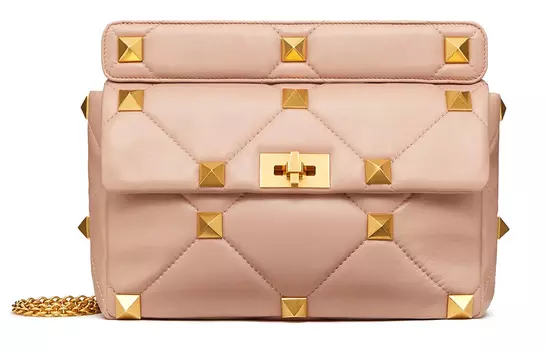 Valentino Сумка из овчины с римскими заклепками, женская, через плечо, розовая