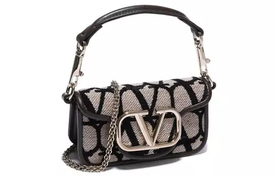 Valentino Сумка из ткани с отделкой из коровьей кожи, женская, через плечо, черная и светло-умбровая