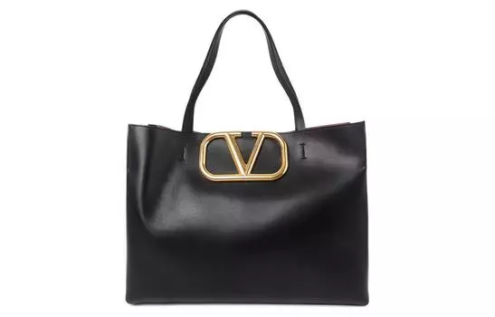 Valentino Сумка-шоппер из телячьей кожи, сумка-шоппер, сумка через плечо, женская черная
