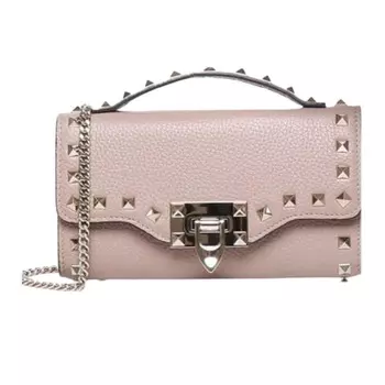Valentino Женская кожаные сумка через плечо, розовые