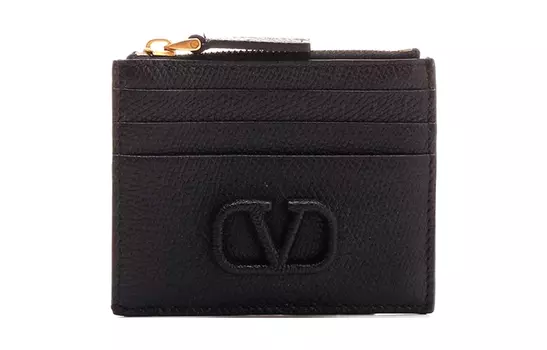 Valentino Женский черный кошелек из коровьей кожи с картхолдером