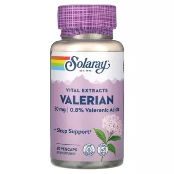 Валериана Solaray Vital Extracts, 50 мг, 60 растительных капсул