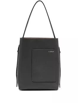 Valextra кожаная сумка через плечо с логотипом, серый