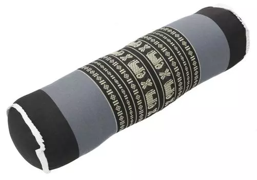 Валик под шею с наполнителем из капка, подставка для шеи, валик для йоги - черный/серо-синий/слон, хлопок, 15*15*52 см, диванная подушка, подставка для шеи, подушка, подушка для шеи Guru-Shop