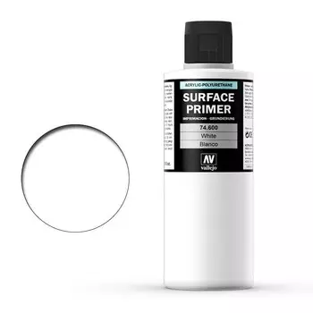 Vallejo 74600 White Surface Primer Белая грунтовка для поверхностей 200 мл