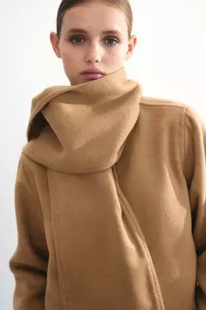 Валяная куртка с шарфом H&M, бежевый