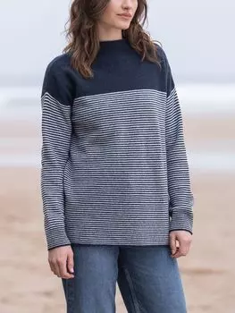 Валяный джемпер с воротником-воронкой Celtic & Co., Темно-синий/Экрю