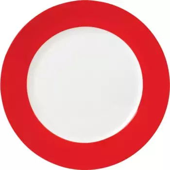 Van Well Десертные тарелки «Vario», (набор, 6 шт., 6 десертных тарелок 20 см), фарфор, можно мыть в посудомоечной машине и использовать в микроволновой печи, 20 см, красный/белый