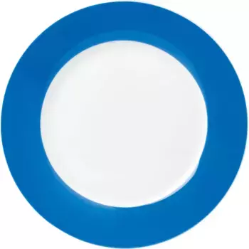 Van Well Десертные тарелки «Vario», (набор, 6 шт., 6 десертных тарелок 20 см), фарфор, можно мыть в посудомоечной машине и использовать в микроволновой печи, 20 см, синий/белый