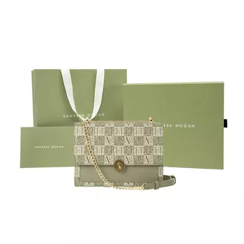 VANESSA HOGAN Сумка через плечо из коровьей кожи, женская, абрикосово-зеленого цвета