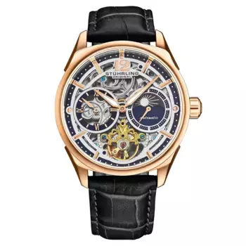 Vanguard 1019 Dual Time автоматический скелетон 42 мм STHRLING Original, розовое золото