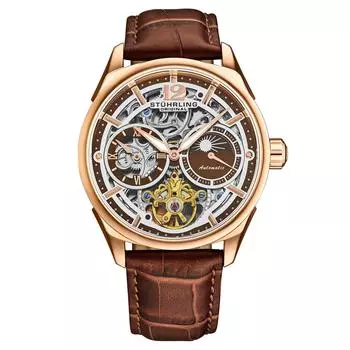 Vanguard 1019 Dual Time автоматический скелетон 42 мм STHRLING Original, коричневый