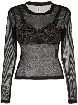 Vaquera сетчатый топ с длинными рукавами, черный