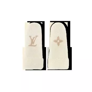 Варежки из овчины с монограммой Louis Vuitton, бежевый