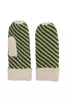Варежки ONLY вязаные, белый/зеленый