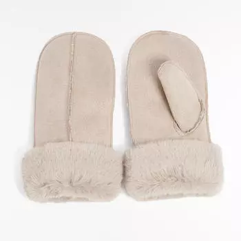 Варежки Oysho Faux-fur, бежевый