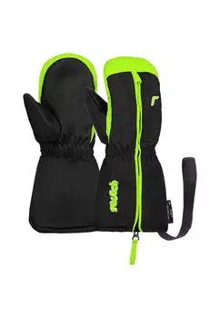 Варежки Reusch, цвет black neon green