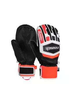 Варежки Reusch "Worldcup Warrior Team Mitten", теплые, ветронепроницаемые и очень дышащие, черно-белый