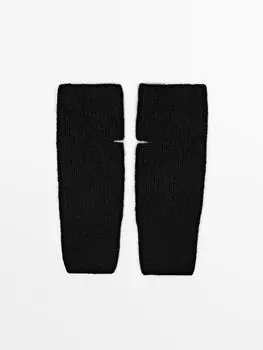 Варежки в рубчик Massimo Dutti, черный