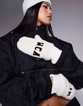 Варежки Weekend Collective из искусственного меха кремового цвета