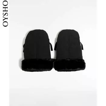 Варежки женские Oysho ветрозащитные, черный