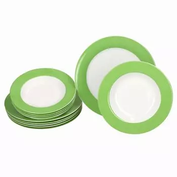 Вариант обеденного сервиза из 12 предметов, зеленый фарфор, обеденная тарелка на 6 персон, тарелка для супа MamboCat