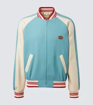 Варсити из натуральной шерсти Logo Valentino, Blue Lake/Burro