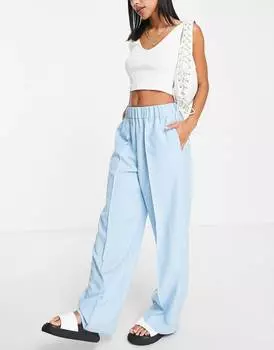 Васильковые брюки строгого кроя с эластичной талией ASOS DESIGN