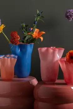 Ваза с оборками Present Time, синий