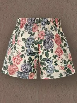 VCAY Большие размеры жаккардовые шорты с цветочным принтом Shein, мультиколор