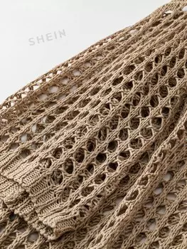 VCAY Плюс размер женский однотонный свободный кардиган с рукавами «летучая мышь» Shein, хаки