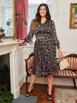 VCAY Plus, Узор «пейсли», эластичная ткань с нижней кромкой Shein, мультиколор