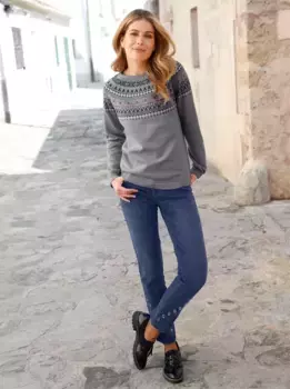 Вдохновение Норвежский свитер "Пуловер" Inspirationen, цвет Grau-Beere-Gemustert