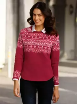 Вдохновение Норвежский свитер "Пуловер" Inspirationen, цвет Kirsche-Ecru-Gemustert