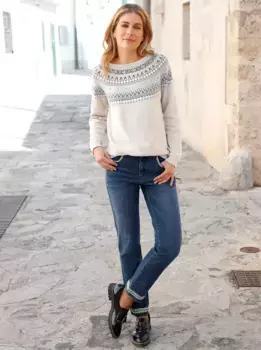 Вдохновение Норвежский свитер "Пуловер" Inspirationen, цвет Sand-Bleu-Gemustert