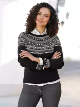 Вдохновение Норвежский свитер "Пуловер" Inspirationen, цвет Schwarz-Gemustert