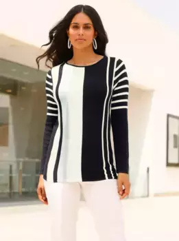 Вдохновение полосатый свитер "Пуловер" Inspirationen, черно-белый