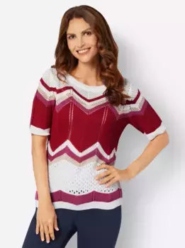 Вдохновение Свитер Ajour "Пуловер" Inspirationen, цвет Ecru-Rot