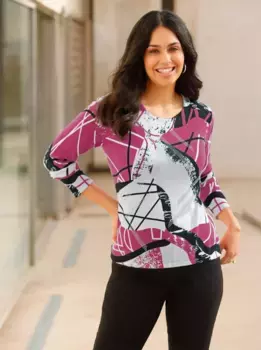 Вдохновение свитер с круглым вырезом "Пуловер" Inspirationen, фуксия