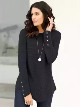 Вдохновение свитер с круглым вырезом "Пуловер" Inspirationen, черный