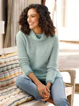 Вдохновение Свитер с высоким воротником "Свитер с высоким воротником" Inspirationen, цвет Jade-Ecru-Gemustert